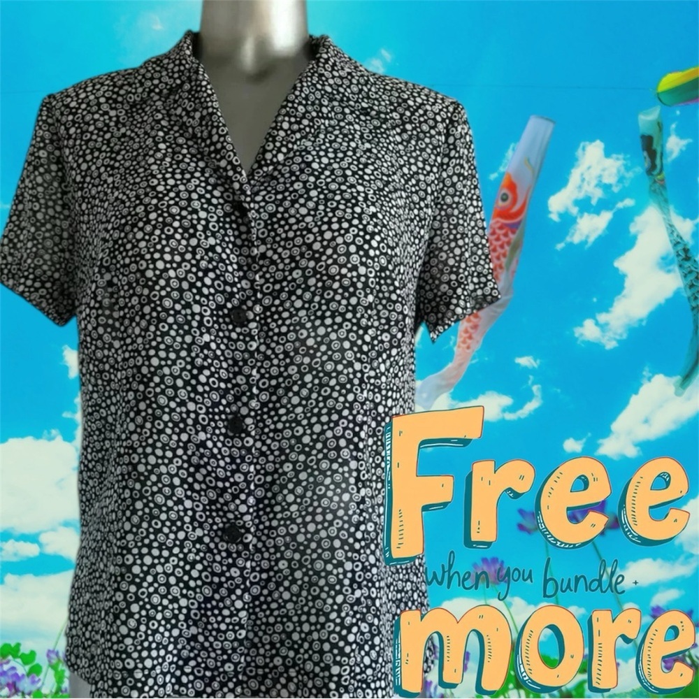Free 💎Vintage Semi Sheer Printed Button Down Blouse